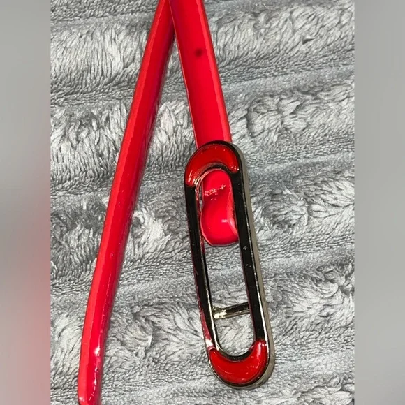 80s Vintage Skinny Red Patent Leather Belt 47” Length - Picture 4 of 7
